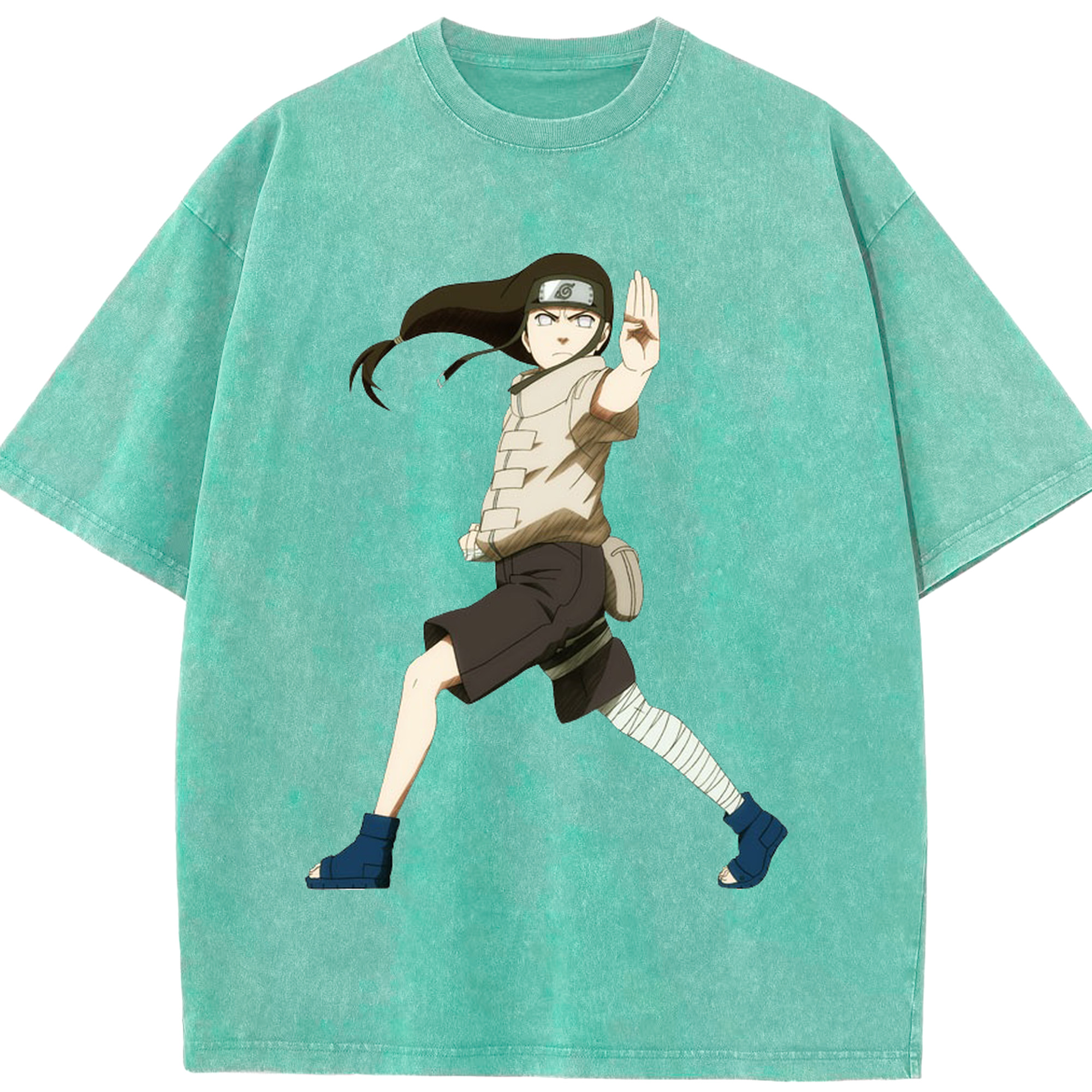 （画像用） NARUTO -ナルト- 日向ネジ Hyūga Neji 綿100% ヴィンテージ風 半袖Tシャツ（フロントプリント）